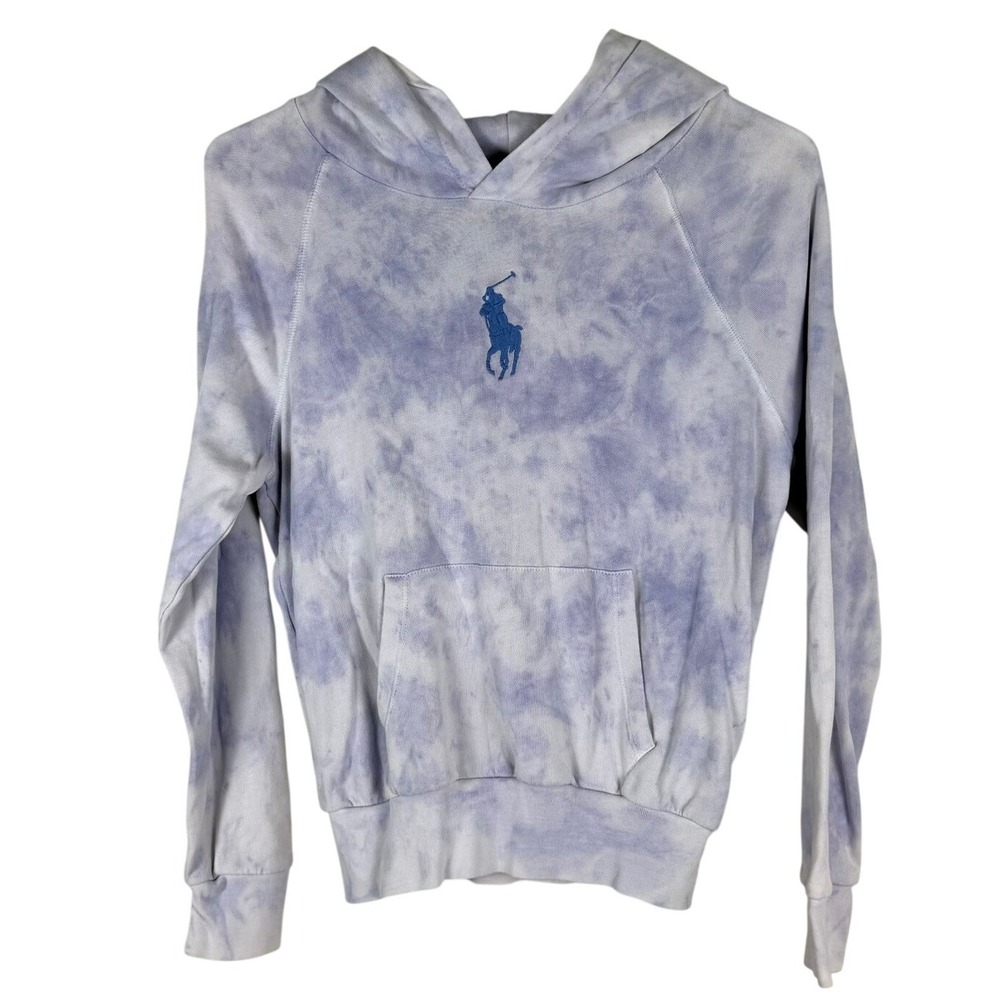 Polo Ralph Lauren Pullover Hoodie Kids XL 16‎ Purple Tie Dye Big Pony Sweatshirt